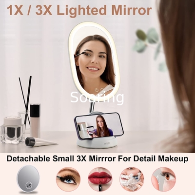 LED Lighted Makeup Mirror with Magnifying Mirror 8.27 Inch 72 Premium LED Brightness Dimmable Lighting Cosmetic Mirror