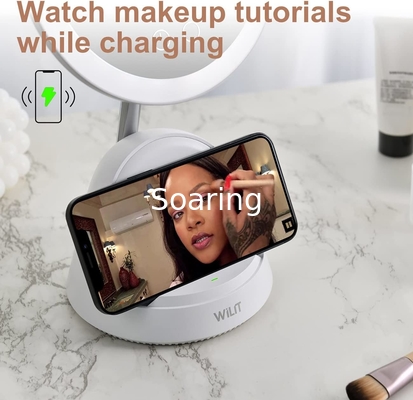 LED Lighted Makeup Mirror with Magnifying Mirror 8.27 Inch 72 Premium LED Brightness Dimmable Lighting Cosmetic Mirror