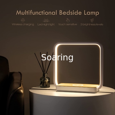 Bedside Lamp with Qi Wireless Charger, Table lamp 3 Step Dimmable Touch Control Desk Lamp for for Living Room,Kids Room