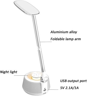 LED Desk lamp with Bluetooth Speaker, Bedside Table Lamp with USB Charging Port,3 Levels Brightness Touch Lamp LED Night
