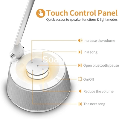 LED Desk lamp with Bluetooth Speaker, Bedside Table Lamp with USB Charging Port,3 Levels Brightness Touch Lamp LED Night