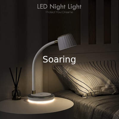 Desk Lamp with QI Wireless Charing Station LED Table Lamp Eye-Caring Table Lamp Nightstand Reading Lamp Study Light