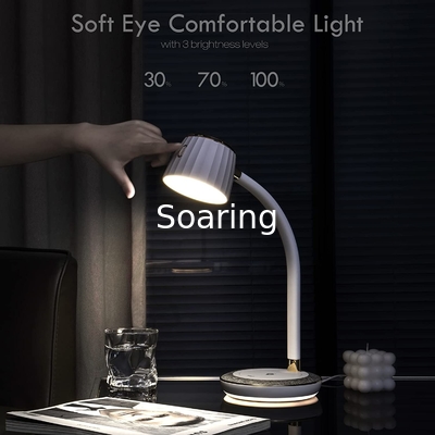 Desk Lamp with QI Wireless Charing Station LED Table Lamp Eye-Caring Table Lamp Nightstand Reading Lamp Study Light