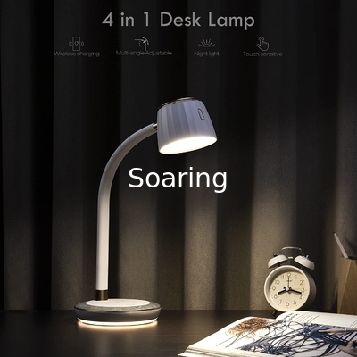 Desk Lamp with QI Wireless Charing Station LED Table Lamp Eye-Caring Table Lamp Nightstand Reading Lamp Study Light