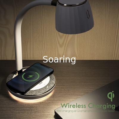Desk Lamp with QI Wireless Charing Station LED Table Lamp Eye-Caring Table Lamp Nightstand Reading Lamp Study Light