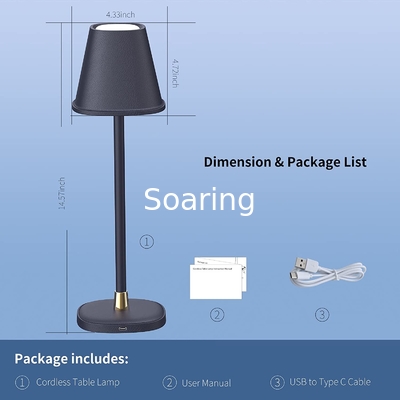 LED Cordless Table Lamp, Battery Operated Lamp, Touch Night Light, Minimalist Portable Desk Lamp for Couple Dinner