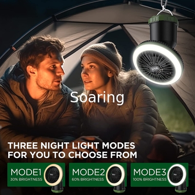 Camping Fan with LED Light,  Fan with Hanging Hook Ceiling Fan for Tent Car Desk Outdoor Emergency Outage Hurricane