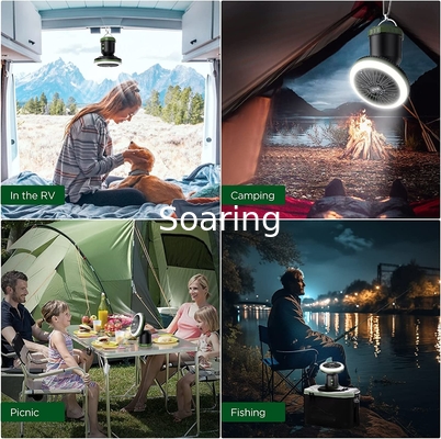 Camping Fan with LED Light,  Fan with Hanging Hook Ceiling Fan for Tent Car Desk Outdoor Emergency Outage Hurricane