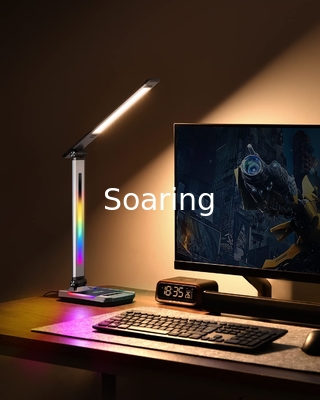 LED RGB Gaming Desk Lamp, Voice Activated Changing Colors Rhythm Light with Wireless Charger and USB Charging Port