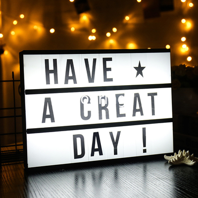 Home Decor Large Light Box with Letters and Characters, Wall Mounted or Tabletop, Battery or USB Powered, White