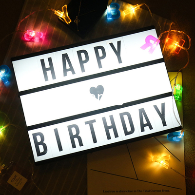 Home Decor Large Light Box with Letters and Characters, Wall Mounted or Tabletop, Battery or USB Powered, White