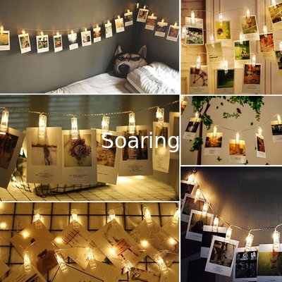 Photo Clip String Lights LED Battery Pictures Bedroom Wall Patio Halloween Thanksgiving Christmas Party Wedding Decor