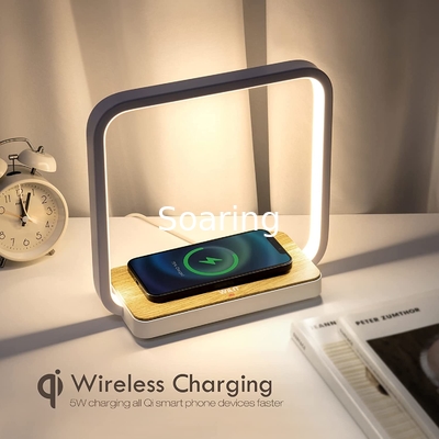 Bedside Lamp with Qi Wireless Charger, Table lamp 3 Step Dimmable Touch Control Desk Lamp for for Living Room,Kids Room